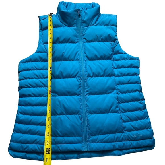 Lands End Puffer Vest SZ Large 14-16 Robins Egg Blue Full Zip Pockets READ - Picture 8 of 9